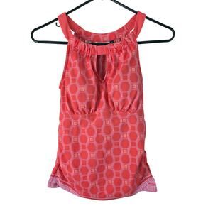 Cabana Life Swim Top M Womens Pink Geometric Print Padded Swimwear